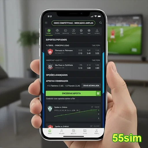 Apostas esportivas no mobile com 55sim, facilitando sua experiência em jogos.