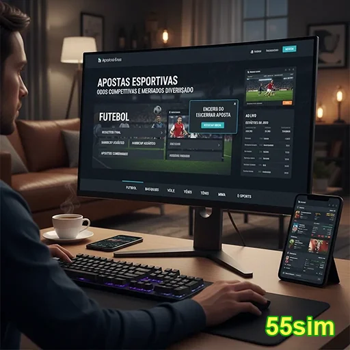 Usuário apostando no celular com interface intuitiva