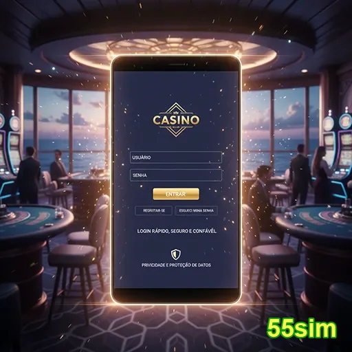 Interface de login do cassino 55sim, oferecendo fácil acesso aos jogos e promoções.