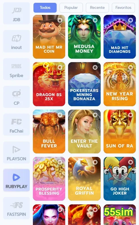 Imagem do 55sim mostrando jogos de cassino VIP, com opções exclusivas e emocionantes.