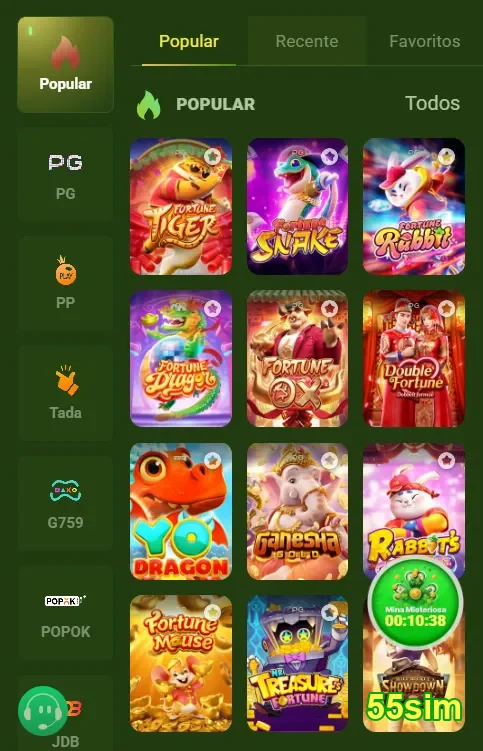 Jogadores explorando diversos jogos na plataforma 55sim